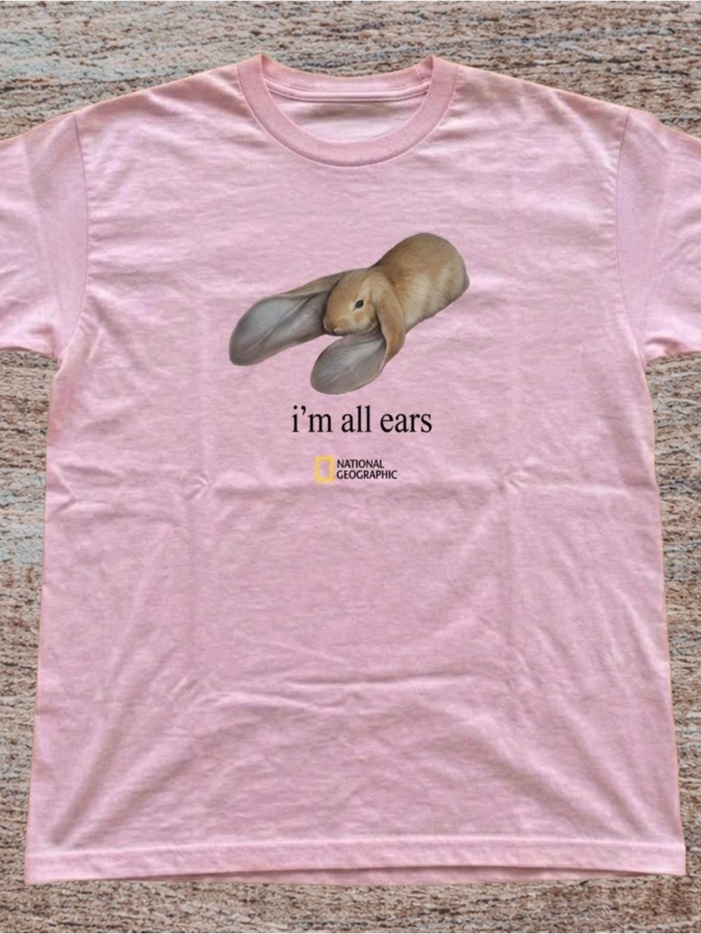 Gildan Pink Tee with Bunny 'I'm All Ears' Graphic